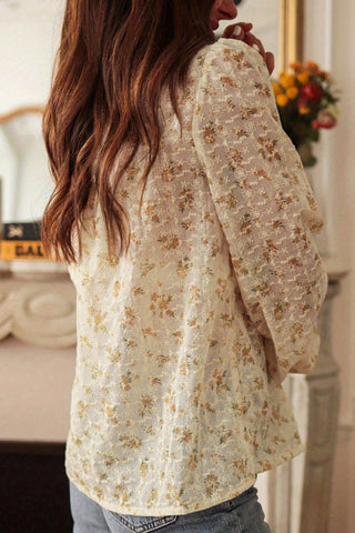 Floral Lace Button-Up Blouse
