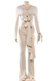 Elegant Tie-Front Pants Set