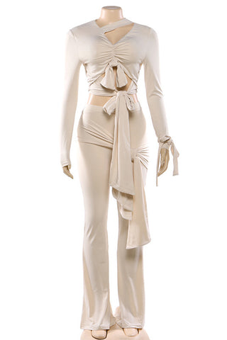 Elegant Tie-Front Pants Set