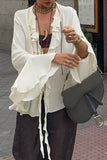Flounce Detail Blouse with Bell Sleeves