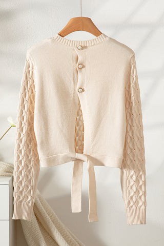 Open-Back Sweater with Tie Detail