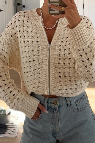 Zip-Front Crochet Cardigan