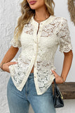 Textured Button-Up Blouse