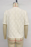 Button-Front Lace Detailed Blouse