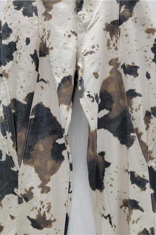 Wide-Leg Patterned Denim Jeans