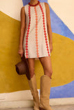 Embroidered Sleeveless Shift Dress