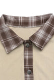 Casual Plaid Contrast Button-Up Jacket