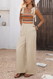 Geometric Trim Jumpsuit with Tie Straps