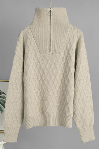 Zipper Knit Pullover Sweater