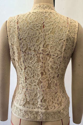 Mandarin Collar Lace Tank Top