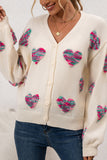 Heart Pattern Button-Front Cardigan