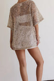 Sequined Mesh T-Shirt