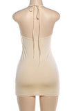 Halter Neck Ruched Mini Dress