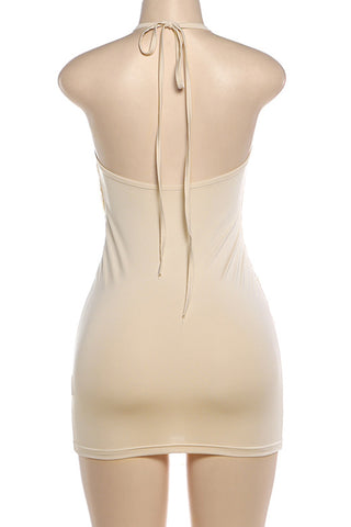 Halter Neck Ruched Mini Dress