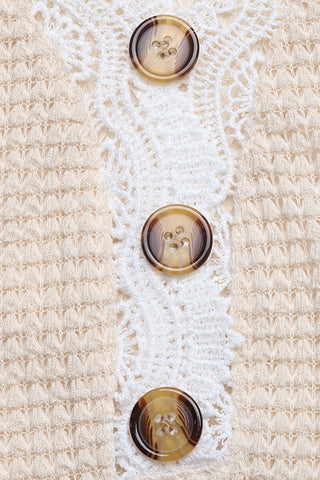 Lace-Trim Button T-Shirt