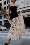 Strapless Evening Gown with Polka Dot Skirt