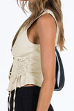 Lace-Up Button Tank Top