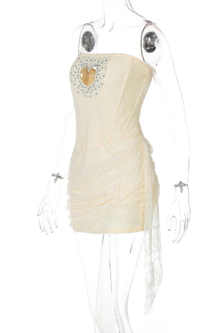 Heart Cutout Ruched Mini Dress