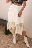 Asymmetric Mesh Midi Skirt