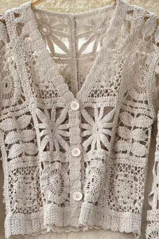 Crochet Button-Front Blouse