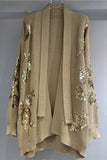 Sequined Open-Front Cardigan
