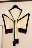Elegant Contrast Trim Knit Shrug