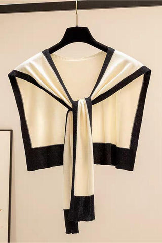 Elegant Contrast Trim Knit Shrug