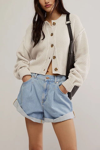 Button-Up Cardigan with Relaxed Fit