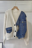 Mixed Media Buttoned Cardigan