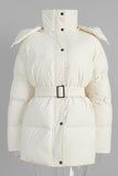 Buttoned Belted Puffer Jacket