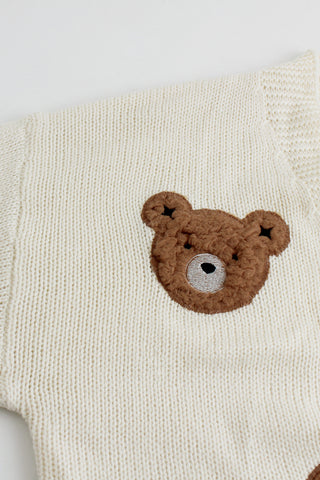 Playful Bear Applique Cardigan