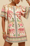 Tropical Print Casual Mini Dress