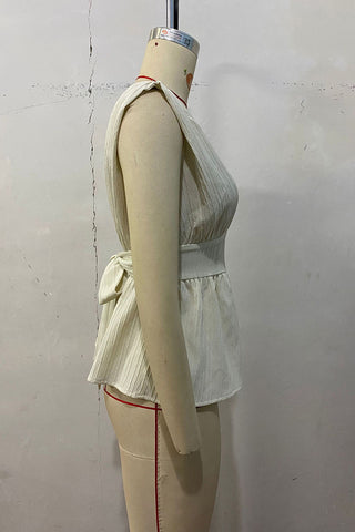 Sleeveless Wrap Peplum Top