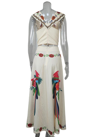 Parrot Pattern Skirt Set