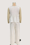 Sleeveless Striped Peplum Pants Set