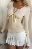 Bow-Accent Long Sleeve T-Shirt