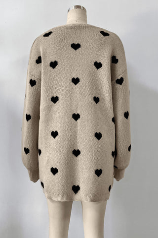 Heart Pattern Longline Cardigan