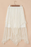 Asymmetric Mesh Midi Skirt