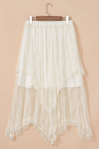 Asymmetric Mesh Midi Skirt