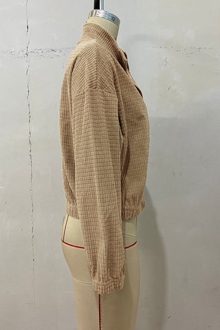 Casual Textured Zip-Up Jacket