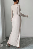 Elegant Long-Sleeve Asymmetrical Dress