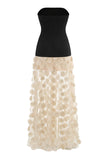 Strapless Evening Gown with Polka Dot Skirt