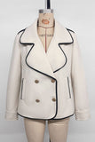 Double-Breasted Ruffle Collar Jacket