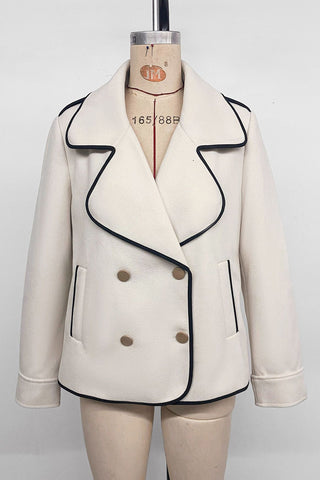 Double-Breasted Ruffle Collar Jacket