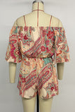 Off-Shoulder Paisley Romper