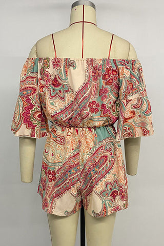Off-Shoulder Paisley Romper