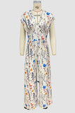 Floral-Print V-Neck Jumpsuit
