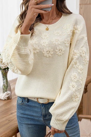 Floral Embellished Knit Sweater