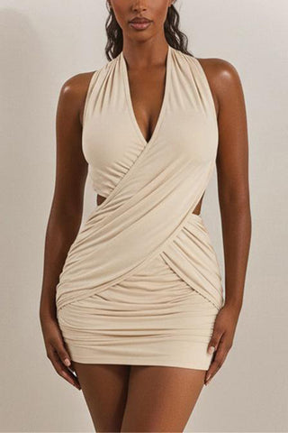 Draped Halter Casual Dress