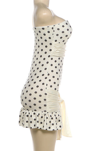 Strapless Polka Dot Casual Dress